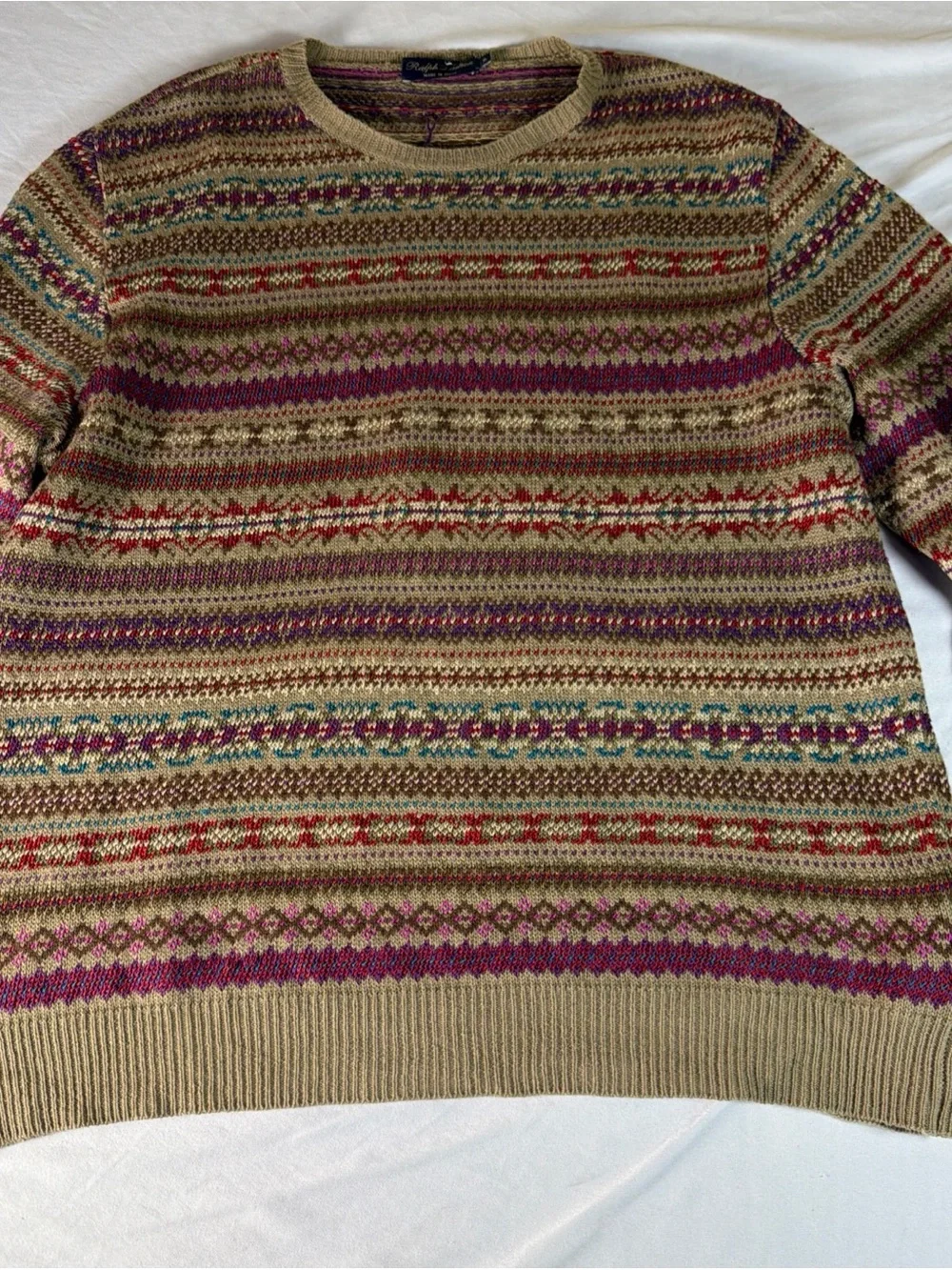 RALPH LAUREN Purple Label Womens Size XL Purple Cable Knit Linen Silk Sweater